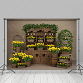Lofaris Yellow Tulip Sweet Wooden Floral Spring Backdrop